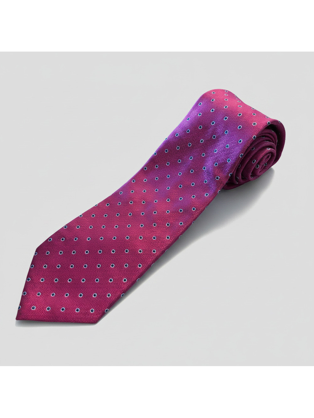 M&S Marks & Spencer Magenta Polka Dot Skinny Tie Herringbone